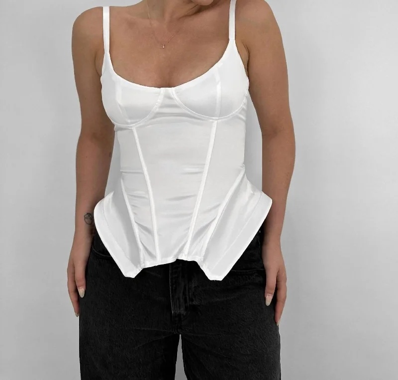 Satin Hourglass Corset Top In Ivory